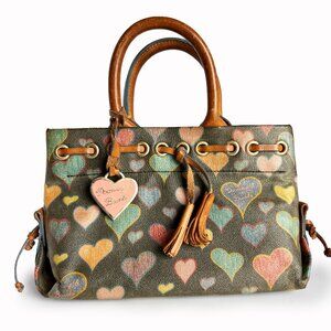 Dooney & Bourke Tote Bag Crayon Hearts Vintage Y2K Retro Handbag with Ch…